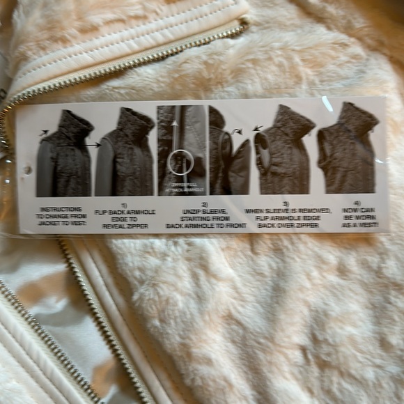 Dennis Basso faux fur with faux leather detachable sleeves. Creamy white. - Picture 4 of 15